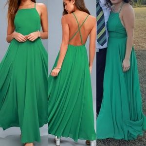 Lulus mythical kind of love green maxi dress
